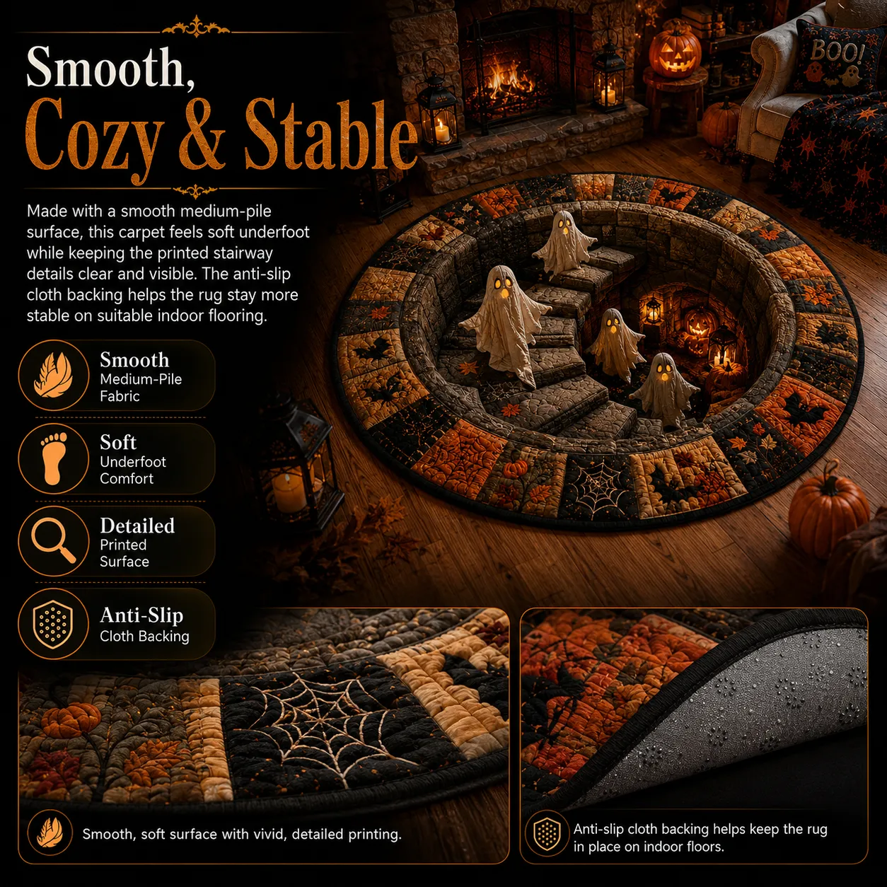 3D haunted vortex round rug