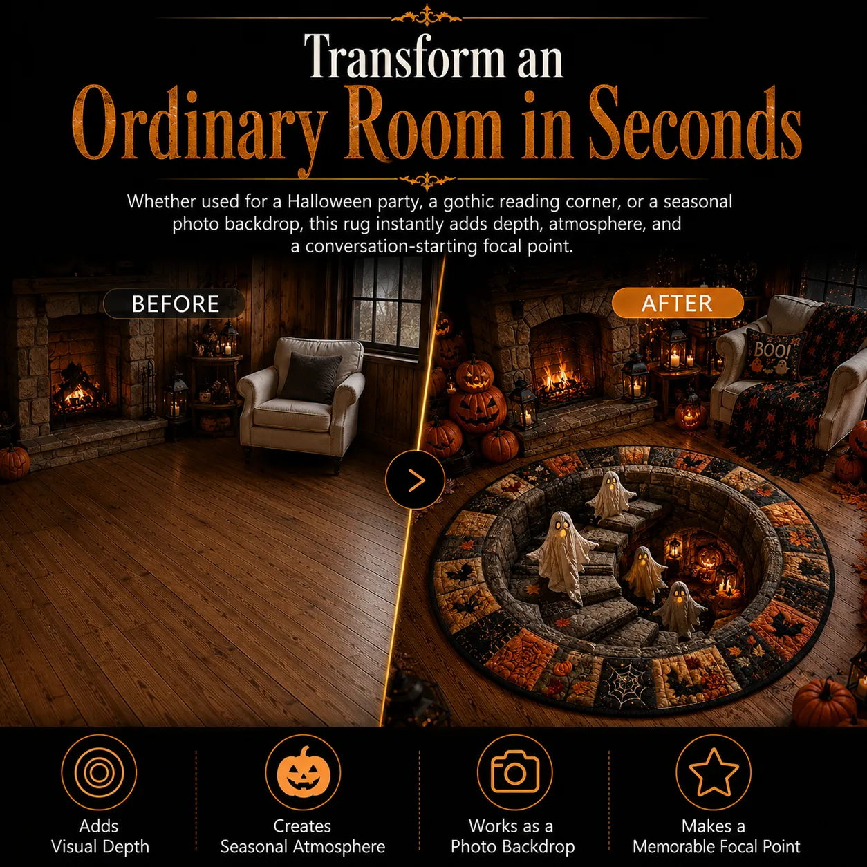 Halloween 3D optical illusion floor rug